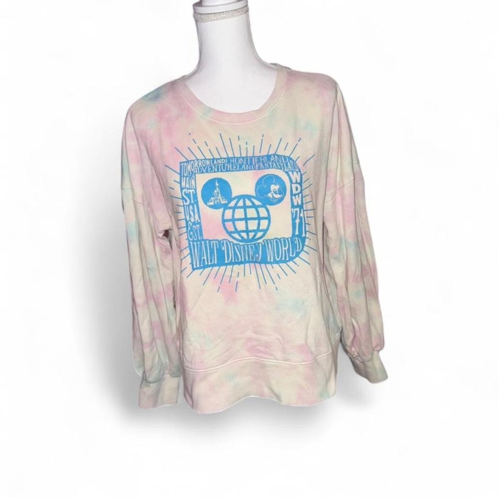 DISNEY WORLD PASTELS TIE-DYE SWEATSHIRT‎ LADIES LARGE